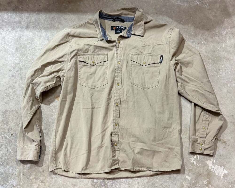 Hawx Work Gear Western Shirt Size XL Tan Long Sleeve Snap Pocket